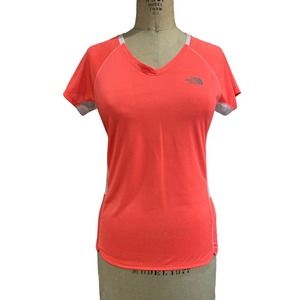 The North Face Womens Flashdry T-Shirt Orange V-Neckline Athletic S